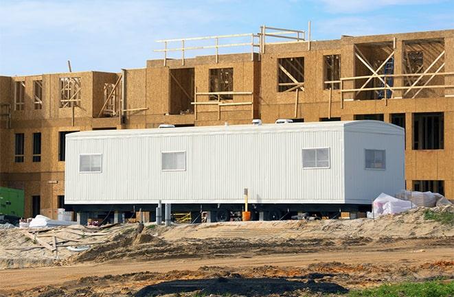 construction workers meeting at office trailers on rent in Highland Beach